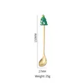 Cuillère à café en acier doré avec décoration de sapin de Noël vert et détails - Cuillère Dorée - Sapin de Noël 2