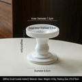 White small glass Roman pillar candle holder with dimension details and 8.3cm height - White Small