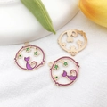 Purple enamel cat and green star charms in golden alloy circles for jewelry making - Hollow Cat 23x23mm