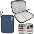 Portable navy blue storage bag for Apple Watch straps and electronic cables with zip closure - Navy Blue (With Handle, No Mesh Bag)
