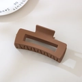 Matte coffee brown rectangular hollow hair claw clip for thick hair styling - #52 Matte Brown - 10.5cm / Bulk (No Packaging)
