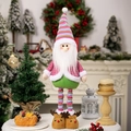 Gnomo di Natale rosa in peluche con cappello a righe e scarpe da renna festive - Babbo Natale estensibile con cappello a punta colorato