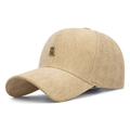 Casquette de baseball beige à motif chevrons avec emblème métallique R doré - Réglable / Kaki