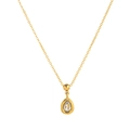 18K gold plated stainless steel necklace with waterdrop-shaped clear crystal pendant - April Individual Pendant