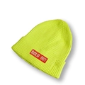 Détail du bonnet en maille vert citron avec écusson rouge SOLD OUT de style urbain - M (56-58cm) / Vert Fluorescent