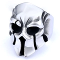 Retro punk Spartaanse krijger helm schedel ring voor heren in gepolijst zilver metaal - US 7 / Staalzilver (09101)