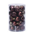 34-piece set of coffee brown Christmas ornaments in glossy, matte and glitter finishes - Coffee