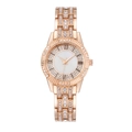 Elegante Roségold-Quarzuhr für Damen mit Marmorzifferblatt und diamantbesetztem Metallarmband - Roségold