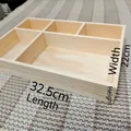 Natural wood organizer tray with 5 compartments and visible grain texture 32.5x22x5cm - Natural 5 Grids