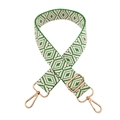 Adjustable green and white geometric woven shoulder strap with gold metal hooks - Bright Green