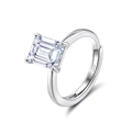 S925 Sterling Silver Ring with Emerald Cut Moissanite in an Adjustable Open Band Style - Emerald Cut LZR41-Silver-3ct