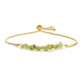 Detail view of the adjustable golden box chain with green crystal stone beads - Gold & Peridot Style