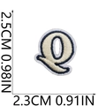 Mini alphabet letter Q embroidery patch in ivory and navy blue with size measurements - Q (Beige)