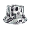 Vista detallada del estampado de balones de fútbol y tipografía en el sombrero de algodón - 56-58cm / Gris Negro (Fútbol)