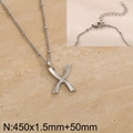 Silver stainless steel letter X pendant necklace with chain length details and lobster clasp - Silver Letter X (KN287071-Z)