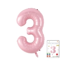 Light pink number 3 foil balloon made of premium metallic material for birthday parties - 40-inch Pearlescent Powder 3-piece Paper Card