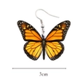 Orange and black butterfly wing earring with silver hook and 3cm width indicator - Orange Black Pattern (M122-4)
