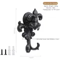 Vintage black cast iron fleur-de-lis door handle hook with mounting hardware - Spear Point Double Hook Door Handle 7536