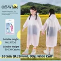 Thickened off-white EVA raincoat for kids with drawstring hood and storage pouch - White Children's Wide-mouth Style [90g 16-mil Thickened]