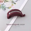 Matte wine red banana hair clip 8x2cm for ponytail and half-up hairstyles - Square / Burgundy
