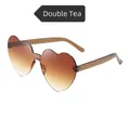 Lunettes de soleil sans monture en forme de cœur avec verres dégradés marron double thé - Thé Dégradé