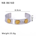 Dimensions détaillées du bracelet argenté avec relief floral doré et diamètre interne 6,0cm - Relief Fleur Argent Or (NB-B6160)