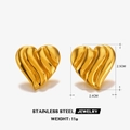 Pendientes de corazón ondulados en acero inoxidable bañado en oro de 18 quilates - Corazón Pulido (Dorado) / Dorado