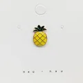 Cute pineapple enamel pin in yellow and green metal finish on a display card - 86*Small Pineapple Pin