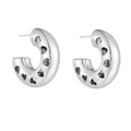 Silver stainless steel hoop earrings featuring hollow heart cutouts for a modern look - Silver Heart Style (F609)