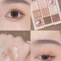 Nine-color eyeshadow palette with warm brown and nude shades, featuring matte and glitter textures - No. 03 Champagne Gold Earth Tones
