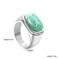 Anello 18K argento da donna con pietra amazzonite ovale e design minimalista - US 6 / Stile Amazzonite Argento