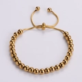 Pulsera minimalista de cuentas de acero dorado con cierre deslizante ajustable - Dorado