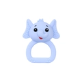 Funny light blue elephant baby silicone teether with textured ears and ring handle - Elephant Rattle Teether / Blue