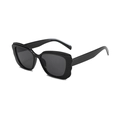 Fashionable butterfly frame sunglasses in black with unique wavy edge design and wide temples - Black Frame Grey Lens