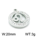 Silver Leo zodiac pendant with rhinestones, 20mm round cutout stainless steel charm - Leo(KLJ3560-Z)