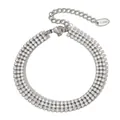 Detailed view of triple-row rhinestone tennis bracelet with 6mm width and S.steel tag - Multi-row Full Zirconia Style / Silver (NB-B1280-S)