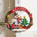 Ghirlanda di Natale da 24cm con pupazzo di neve in rattan e striscione Welcome - Ghirlanda in Vite Pupazzo di Neve Dipinto