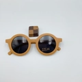 Dettaglio degli occhiali da sole rotondi opachi per bambini con etichette UV400 e CE - Bambini / Marrone Bronzo