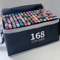 Professional 168 colors dual-tip alcohol art markers set in black portable storage bag - 168 Colors Black Barrel Markers