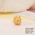 Golden zodiac dragon bead pendant with matte finish for DIY jewelry bracelets - H-7703 (Dragon)