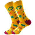 Garden themed mid-calf socks in yellow and burgundy with gardening tool patterns - 39-45 / Gardening (Yellow)