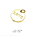 14mm gold-plated round metal charm with engraved LOVE text for DIY jewelry making - Style 8