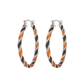 Twisted hoop earrings with sparkling orange and black glitter finish for Halloween - Orange Black Glitter Hoop