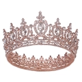Elegant rose gold bridal crown featuring intricate teardrop crystals and heart designs - Rose Gold/White Zirconia