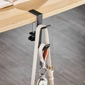 Adjustable black metal desk hook with double-tier design for student schoolbags - Double Hook Style / Black