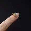 16G gold stainless steel cartilage stud with four clustered clear crystals and screw ball back - 3# Gold