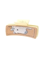 Western style cow print hair claw clip with brown leather texture and beige base - Beige Brown Cow Pattern (90270)