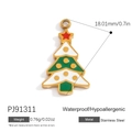 Christmas tree charm in green and white enamel with gold stainless steel edges - Green White Christmas Tree (PJ91311)