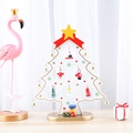 White wooden Christmas tree desktop ornament with miniature dolls and golden bells - 17cmx5.5cmx22cm / White Christmas Tree (6 Holes)