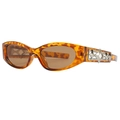 Y2K-Oval-Sonnenbrille mit Schildpatt-Leopardenrahmen und silbernen Stern-Details - Schildpatt-Rahmen Teegläser